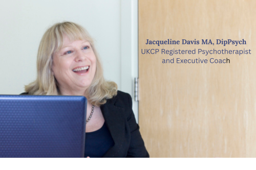 Portrait of Jacqueline Davis, UKCP-registered psychotherapist and executive coach in London.